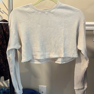 Tan waffle crop top from Garage